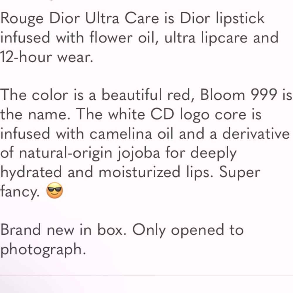 Dior Rouge Ultra Care Lipstick - 999 Bloom (Red) - Flower Oil - Brand New In Box - Picture 6 of 6